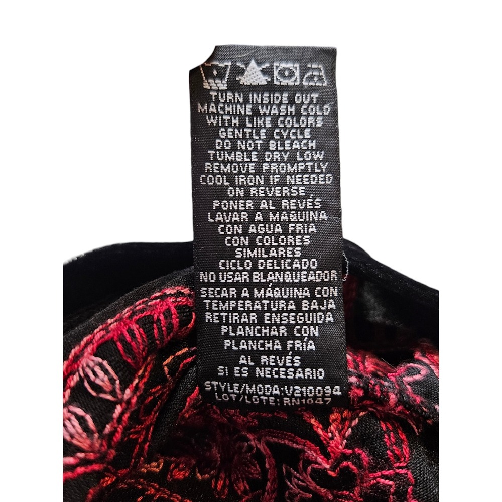 Ronni Nicole Velvet Embroidered Dress Women Size 10 Black Red Floral Knee Length - Picture 9 of 11
